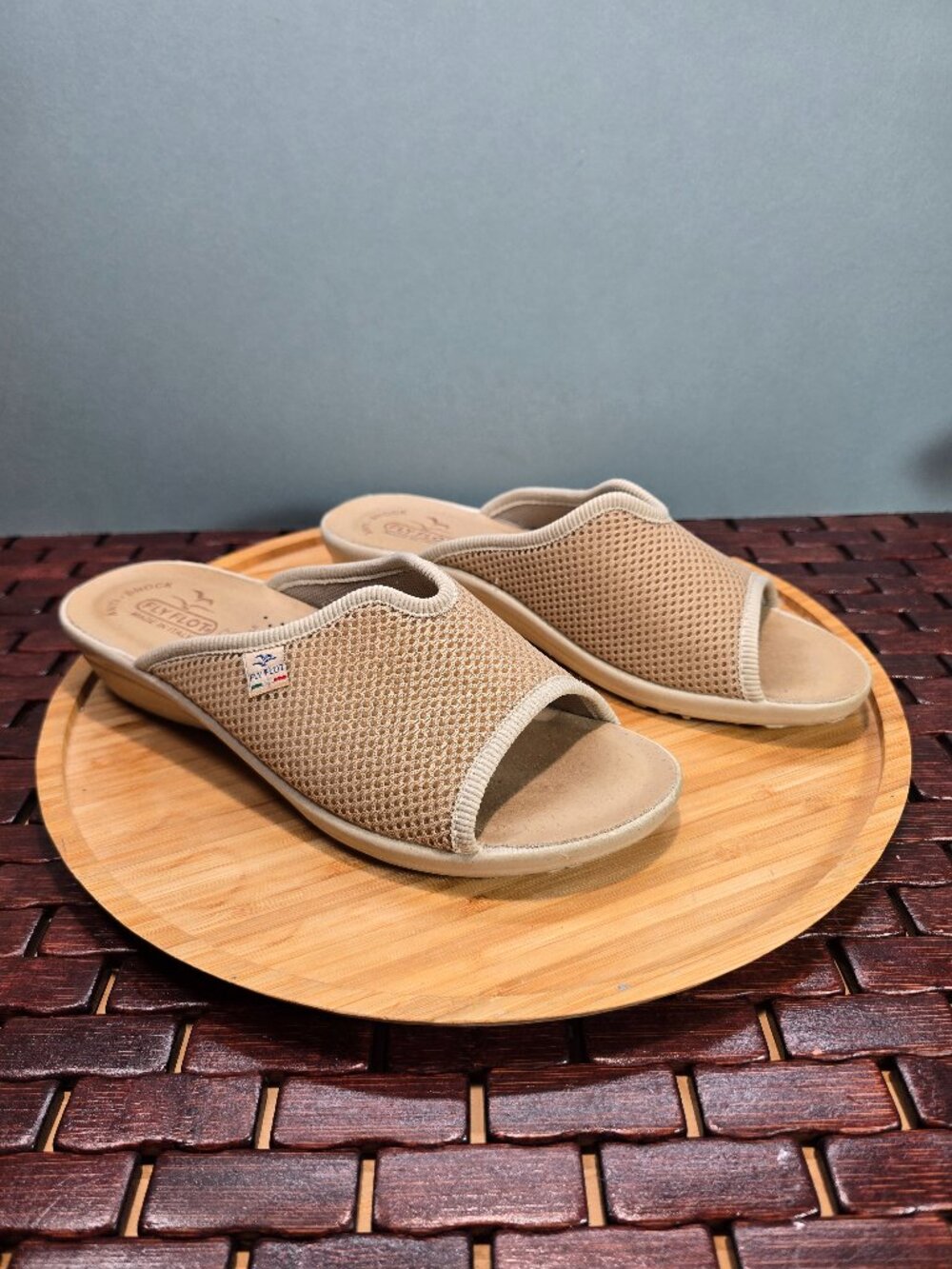 Fly Flot Sandals Women's EU 38 US 7.5 US Tan Anatomic Wedge Slide Comfort Shoes